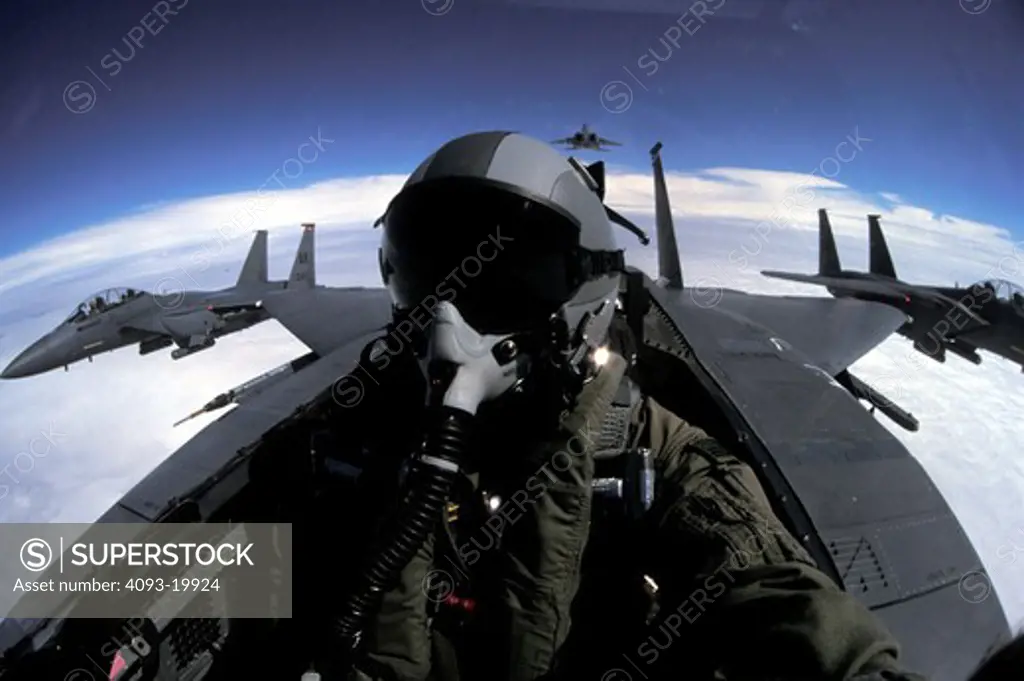 interior detail Military Jets Fixed Wing Boeing Aviat Airplanes F-15E Strike Eagle fighter USAF U.S. Air Force cockpit pilot sky