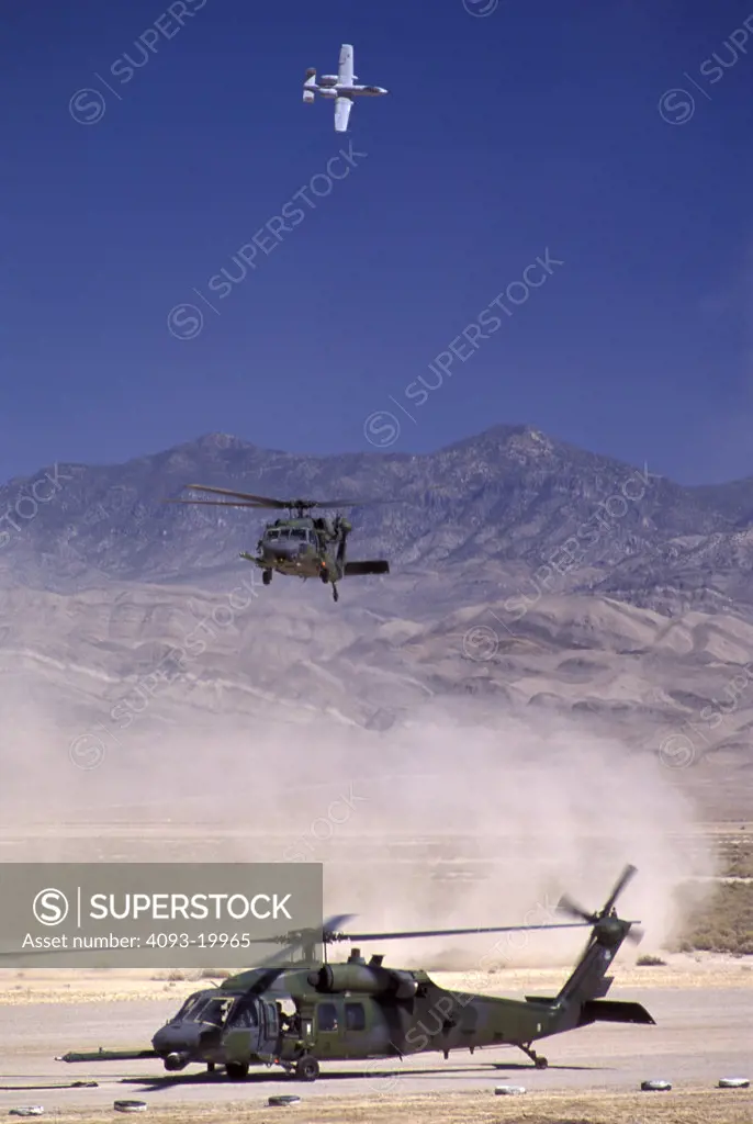 Sikorsky Military Jets Helicopters Fixed Wing Fairchild Republic Aviat Airplanes HH-60G Pavehawk rescue A-10 Thunderbolt II Warthog strike fighter USAF U.S. Air Force dust