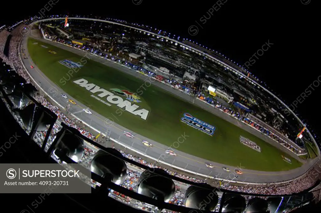 overhead high angle NASCAR Daytona Speedway grandstands