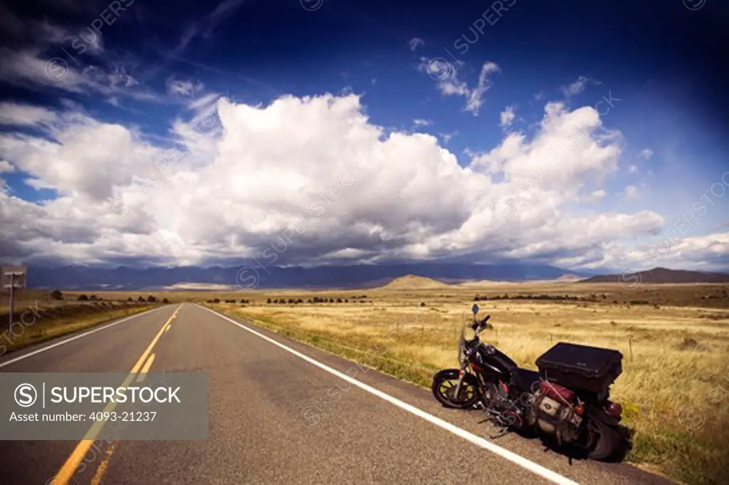 Harley Davidson bike on side of road
