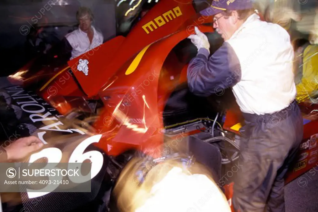 detail Ferrari sports car racing Daytona pit stop crew race car
