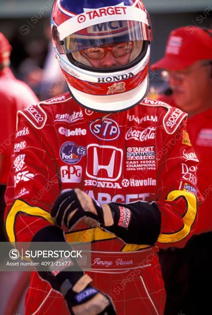 Jimmy Vasser driver CART jumpsuit helmet race car