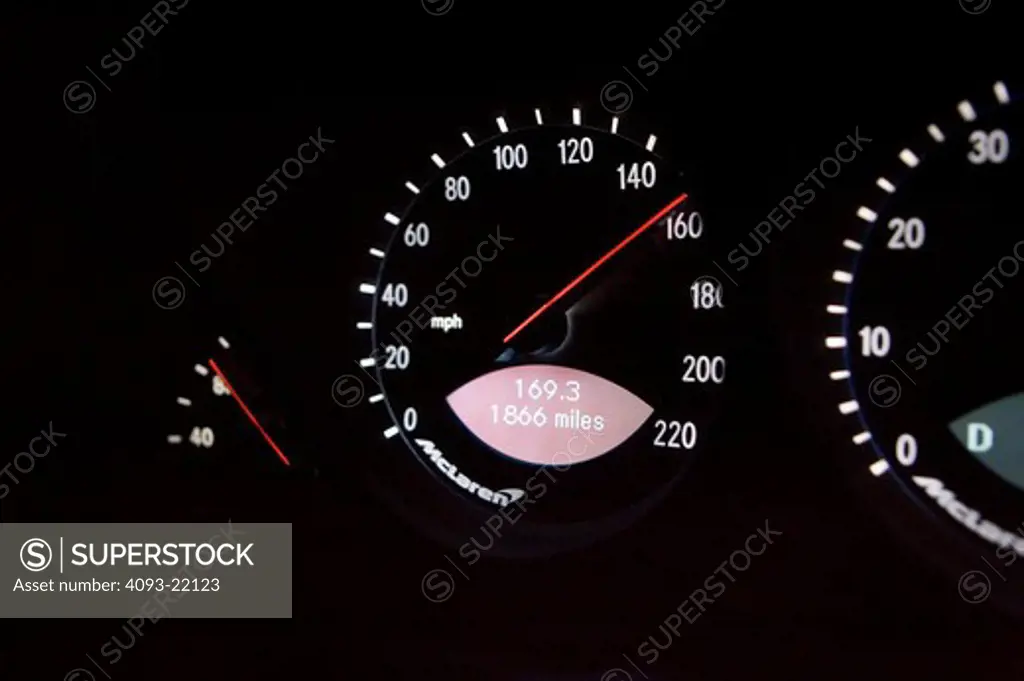 interior detail Mercedes Benz SLR McLaren 2005 speedometer tachometer gauges