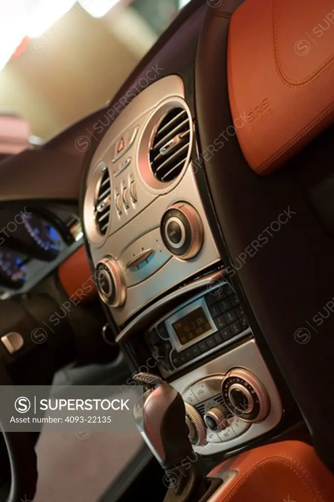 interior Mercedes Benz SLR McLaren 2005 center stack controls vents black red silver