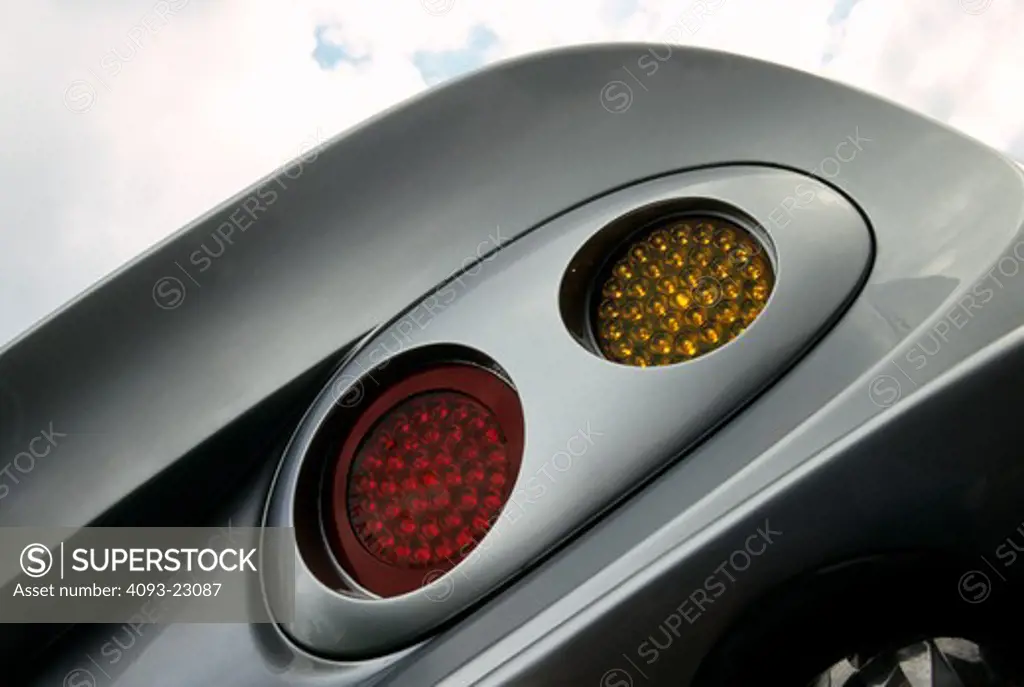 low angle detail Shelby Series One 002 silver tail light