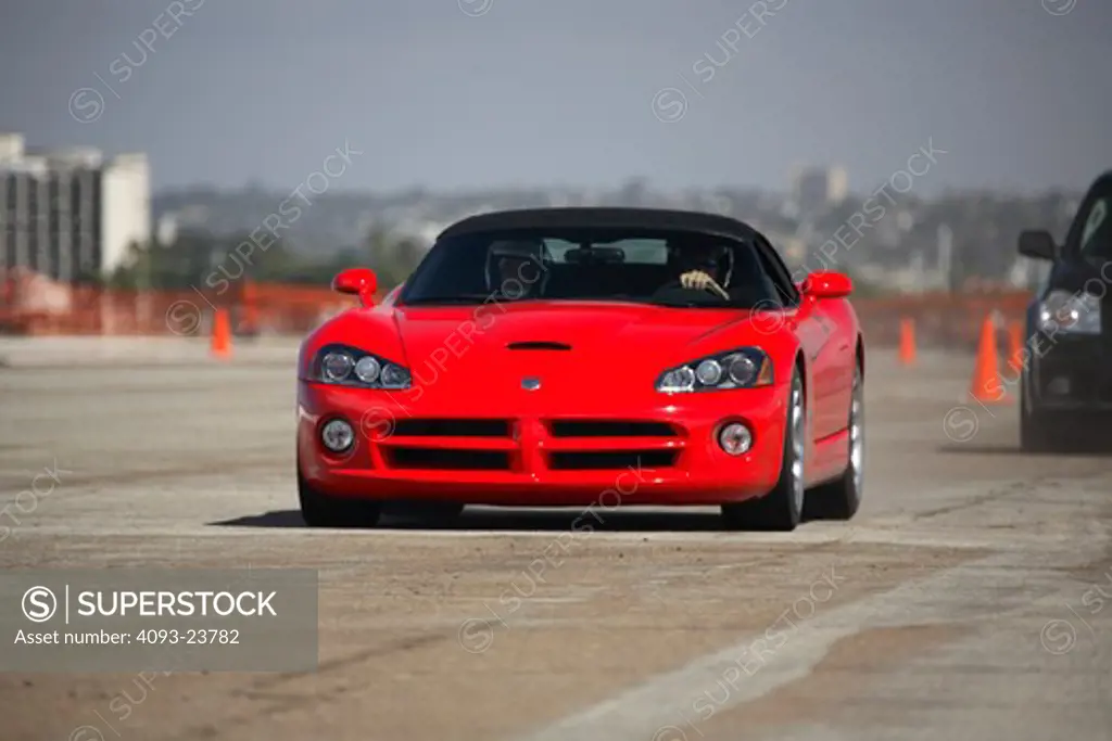 2008 Dodge Viper on a test track going fast
