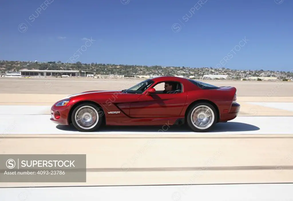 2008 Dodge Viper on a test track going fast
