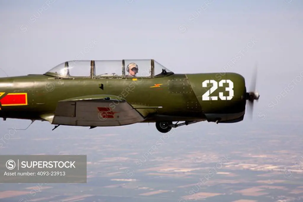 Chinese Nanchang CJ-6 military trainer flying over Porterville, CA.