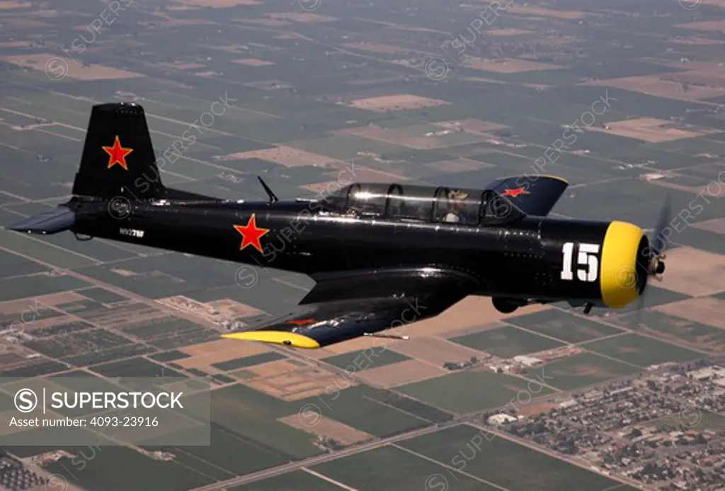 Chinese Nanchang CJ-6 military trainer flying over Porterville, CA.