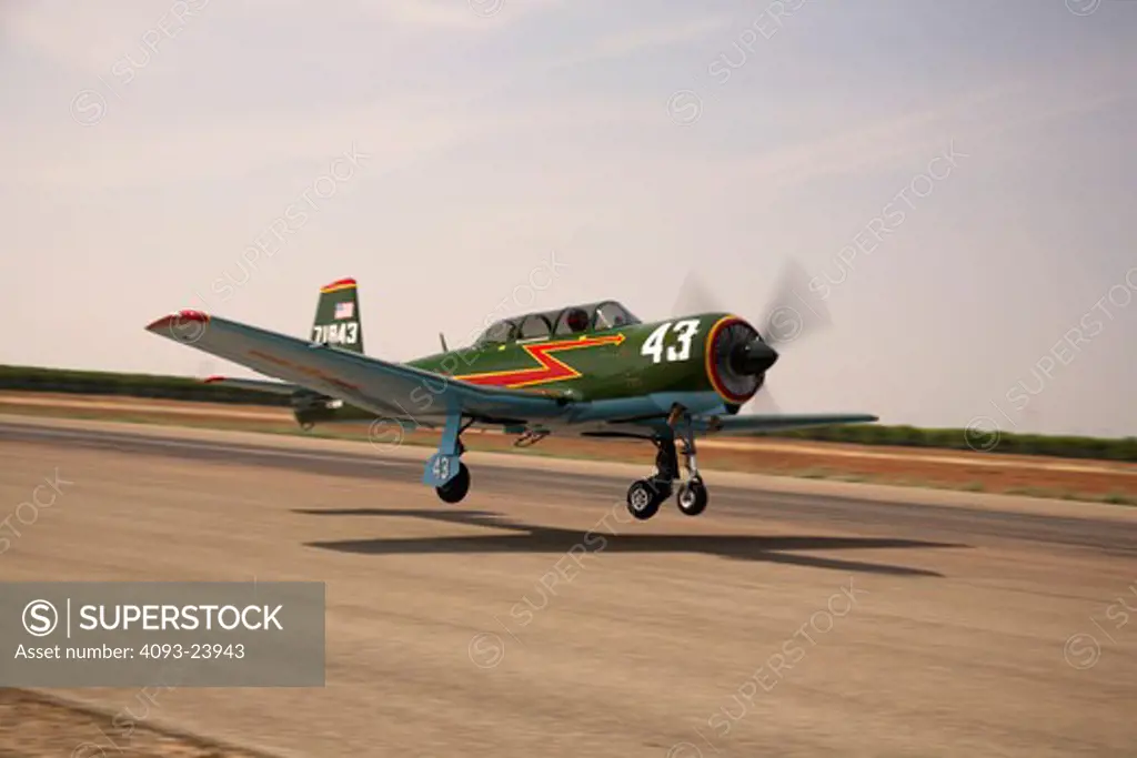 Chinese Nanchang CJ-6 military trainer landing at Porterville airport in California.