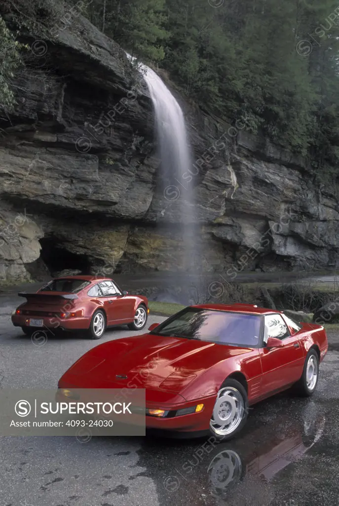 1992 corvette porsche water fall waterfall ledge mist