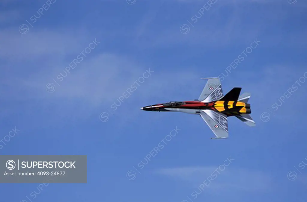 Canadian Air Force CF-18 solo demonstration at San Francisco Fleetweek. The paint scheme changes each year for the demonstration aircraft.