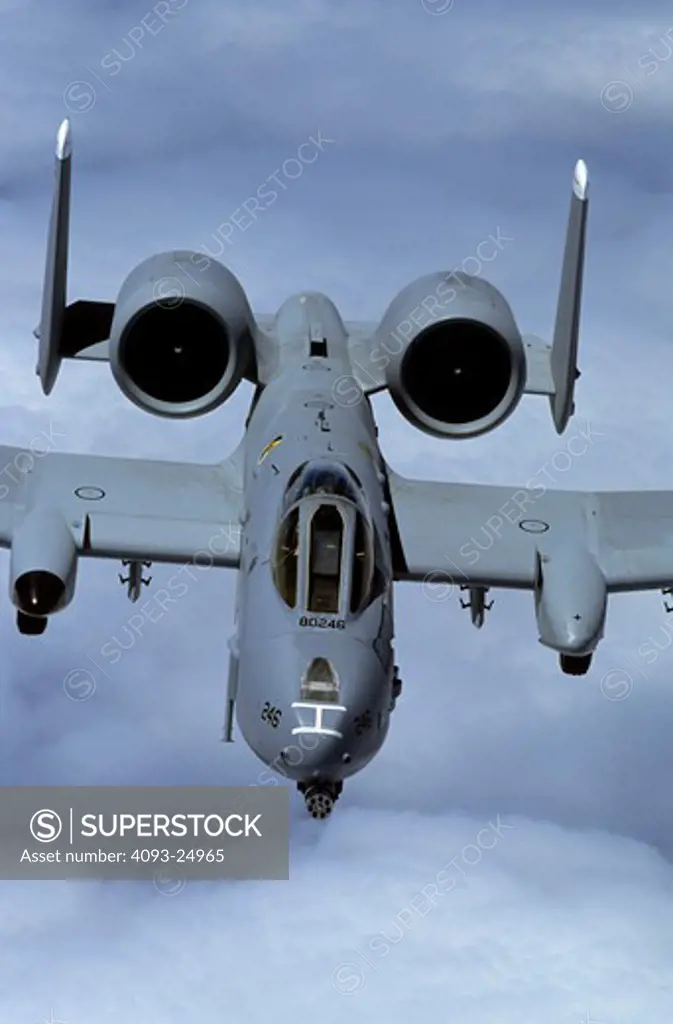 USAF Thunderbolt II Warthog from tanker, above clouds