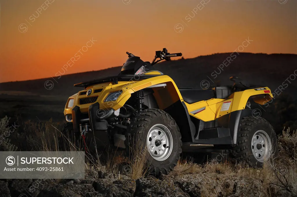 Sunrise shot of a 2007 Can Am Outlander 800 Max in the South Eastern Idaho desert   ATV All Terrain Vehicle