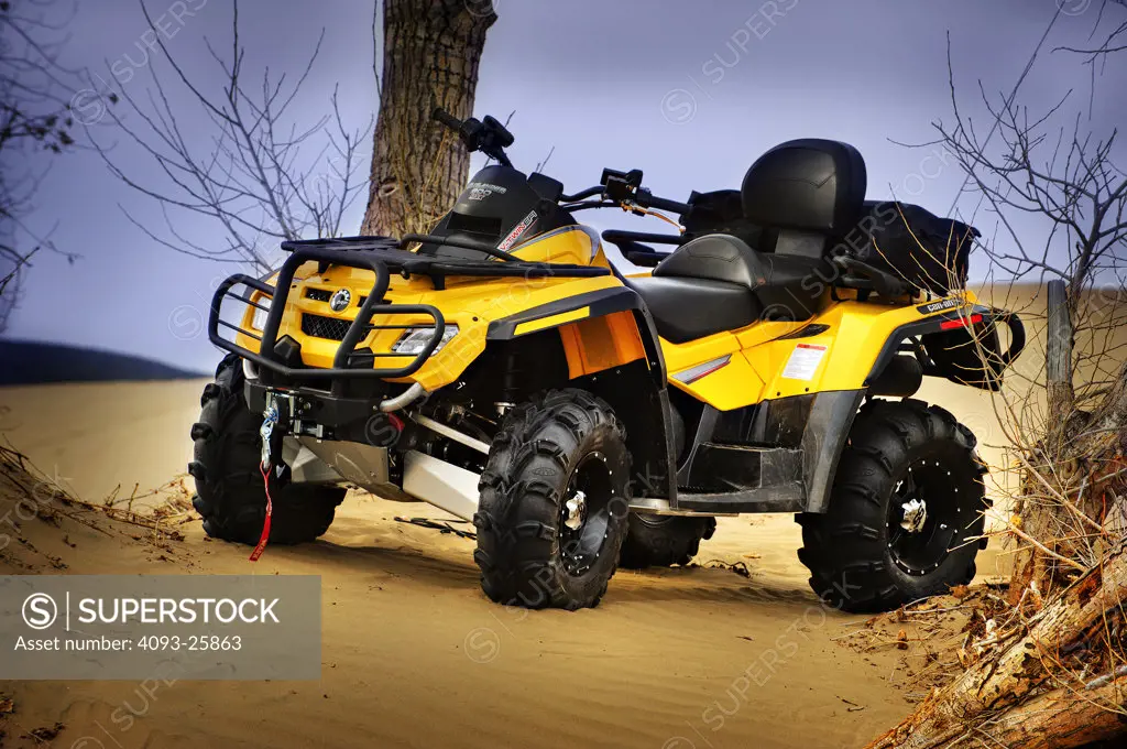 2007 Can Am Outlander 800 Max modified with custom wheels, tires, and bumper shot at the St. Anthoney Idaho sand dunes.   ATV All Terrain Vehicle