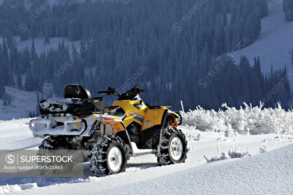 2007 Can Am Outlander 800 Max on snowy mountain ridge in South East Idaho.  ATV All Terrain Vehicle