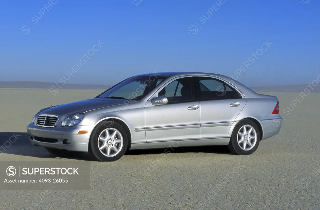 2003 Mercedes Benz C 240 in the desert salt flats dry lake bed