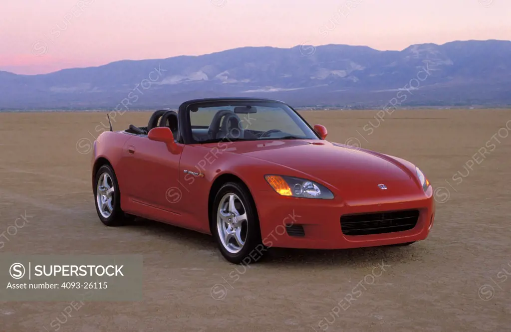 Honda 2000 S2000 red front 3/4 beauty dry lake bed sand street