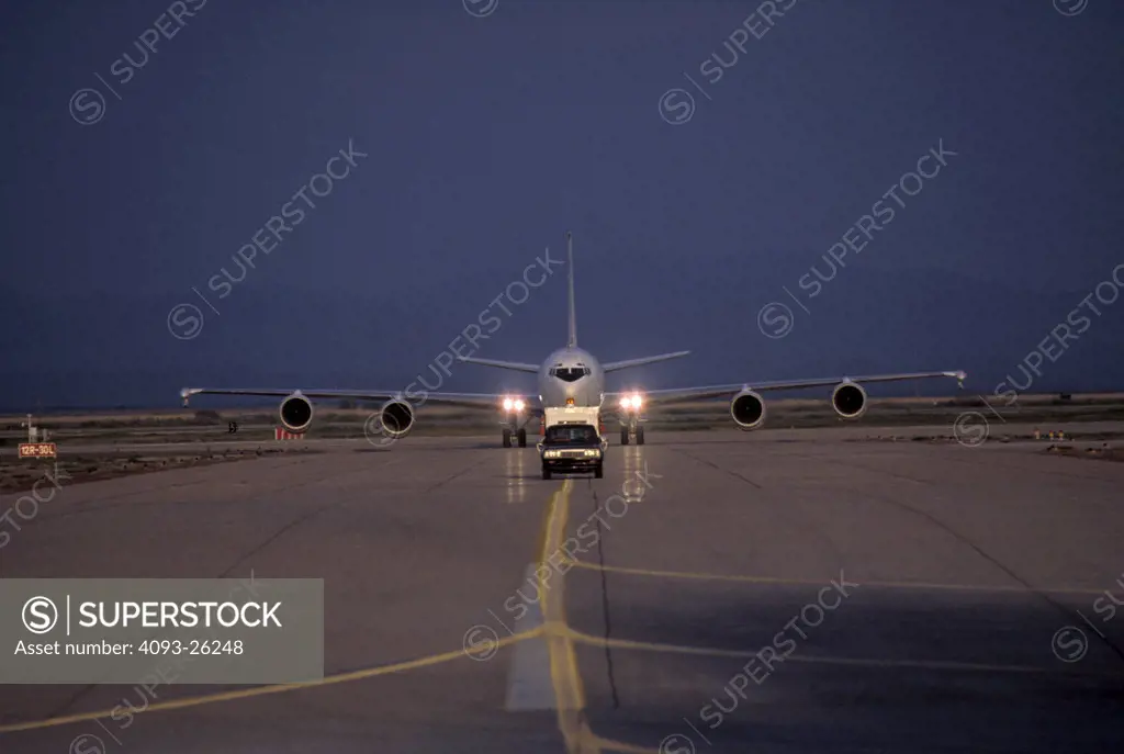 Military Jets Fixed Wing Boeing Aviat Airplanes USN U.S. Navy E-6 electronic warfare taxiing runway head on
