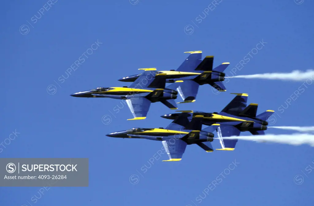 Military Jets Fixed Wing Boeing Aviat Airplanes Blue Angels USN U.S. Navy F/A-18 Hornet flight demonstration squadron aerobatic performance flying team air show formation smoke sky