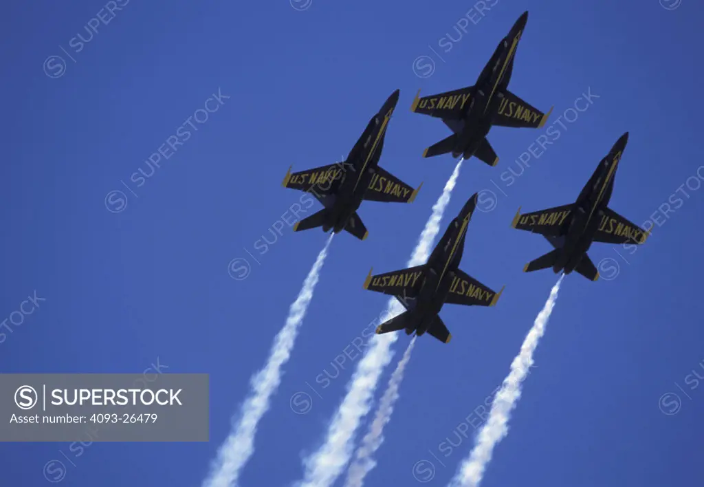Military Jets Fixed Wing Boeing Aviat Airplanes Blue Angels USN US Navy F/A-18 Hornet flight demonstration squadron aerobatic performance flying team air show formation smoke sky