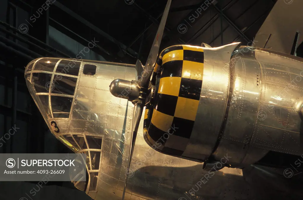 detail Military Fixed Wing Aviat Airplanes Douglas B-18A bomber USAF Museum U.S. Air Force nose propeller