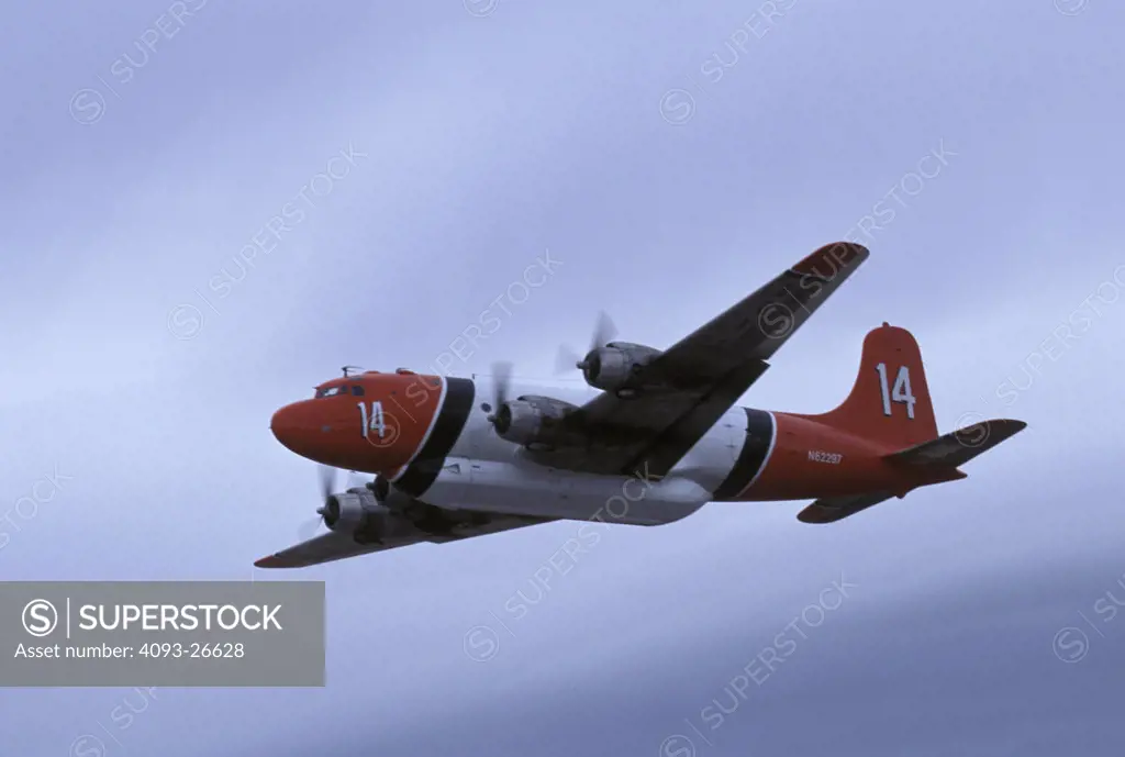Prop Fixed Wing Aviat Airplanes Douglas DC-4 Firefighter sky below underneath