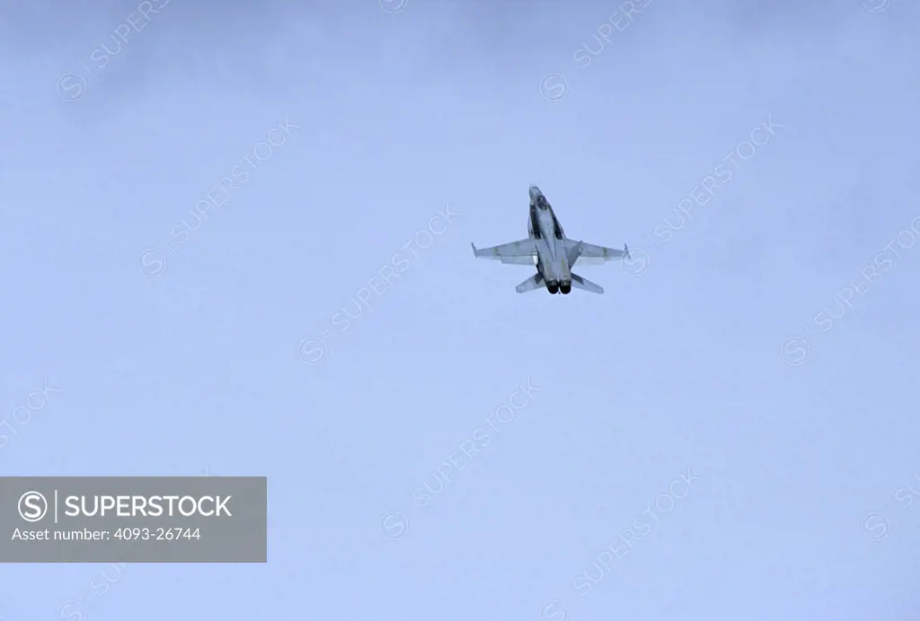 high angle Military McDonnell Douglas Jets Fixed Wing Aviat FA-18 Hornet grey