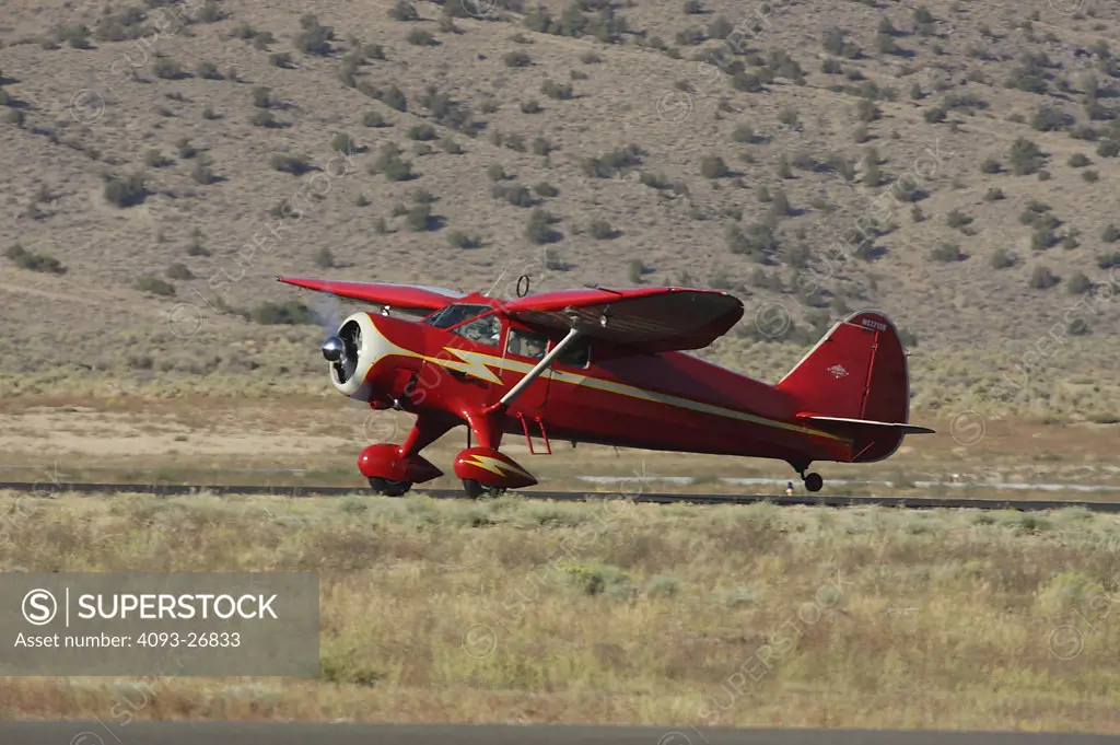 Stinson Reliant SR-8B landing at the Reno Stead airport during the Reno Air Races.