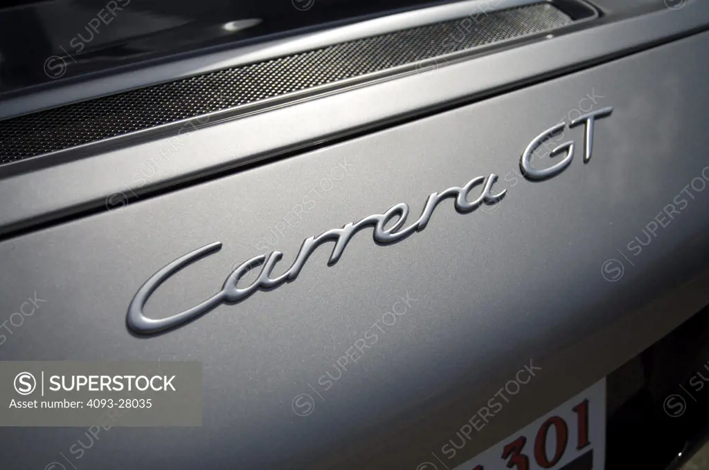 A close up detail shot of a 2005 Porsche Carrera GT