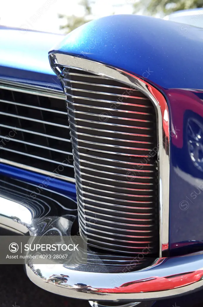A close up detail shot of a 1965 Buick front fender
