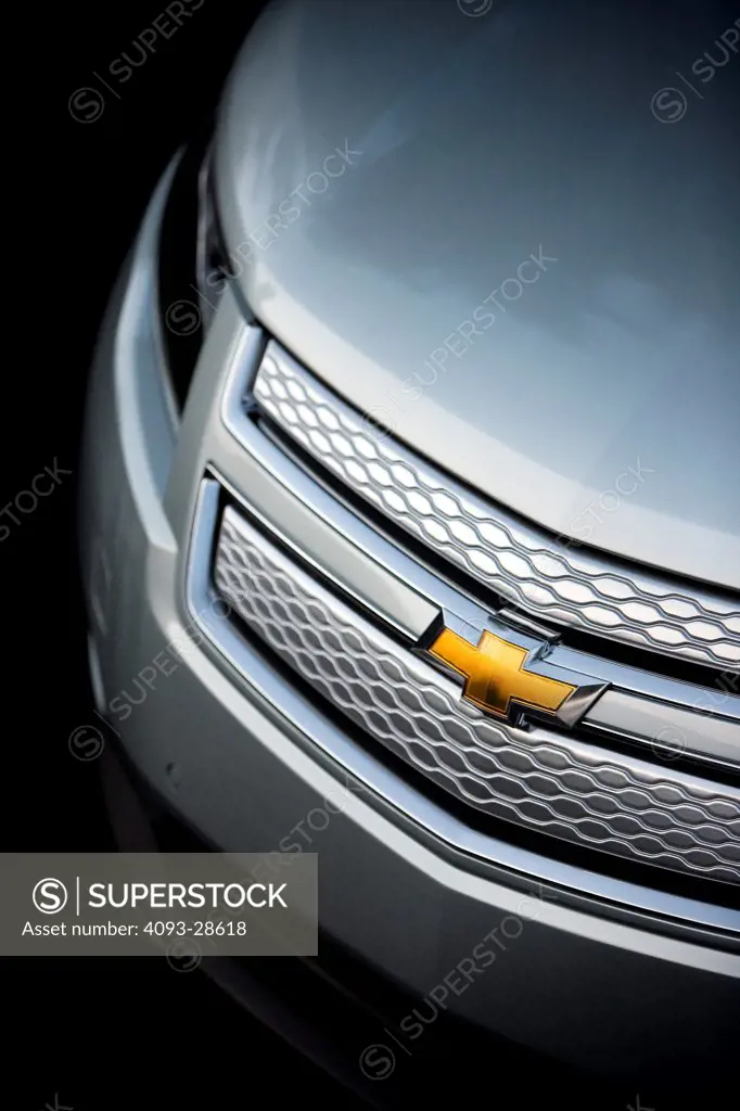 2010 Chevrolet Volt, close-up on grille and emblem, high angle view