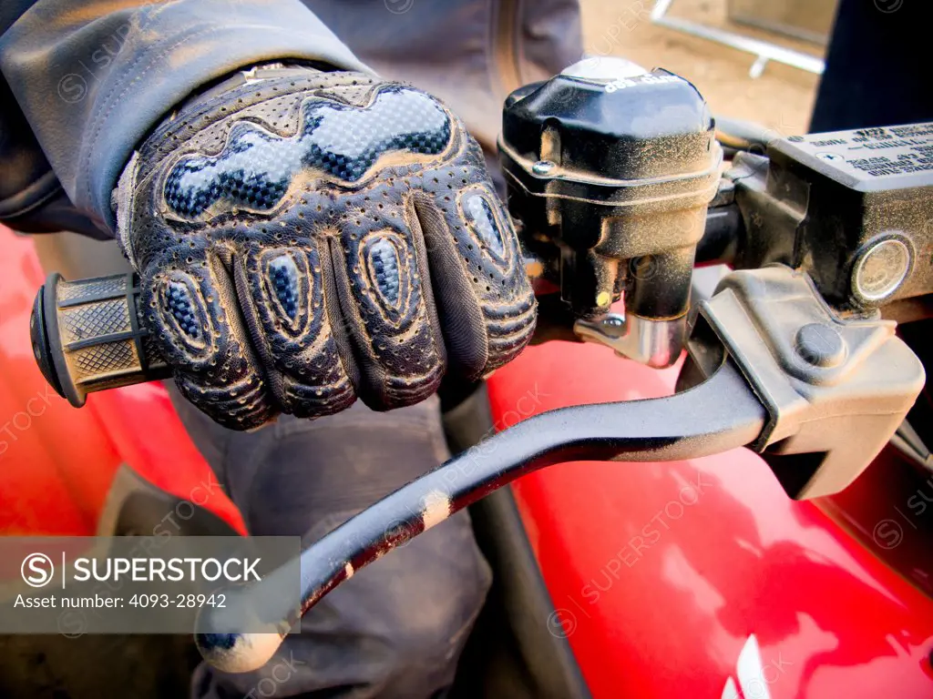 2009 Honda FourTrax Rancher ATV close-up on riders gauntlet