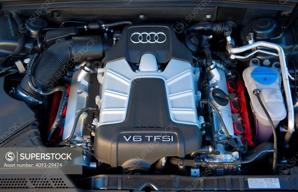 Engine view of a 2012 Audi S4 showing the V6 TFSI motor.