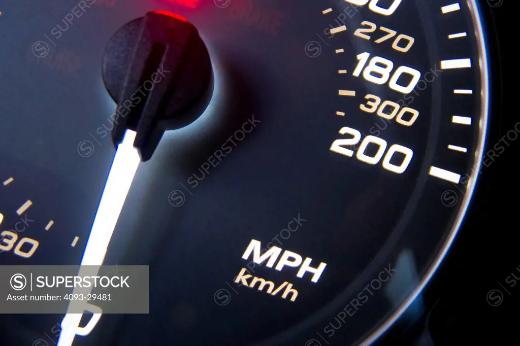 Interior detail of a 2012 Audi S4 showing a portion of the speedometer.