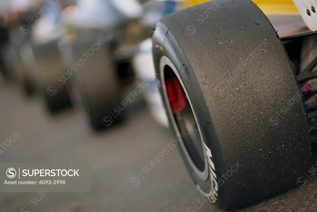 Racing slick tires on open wheel race car at Phoenix International Raceway