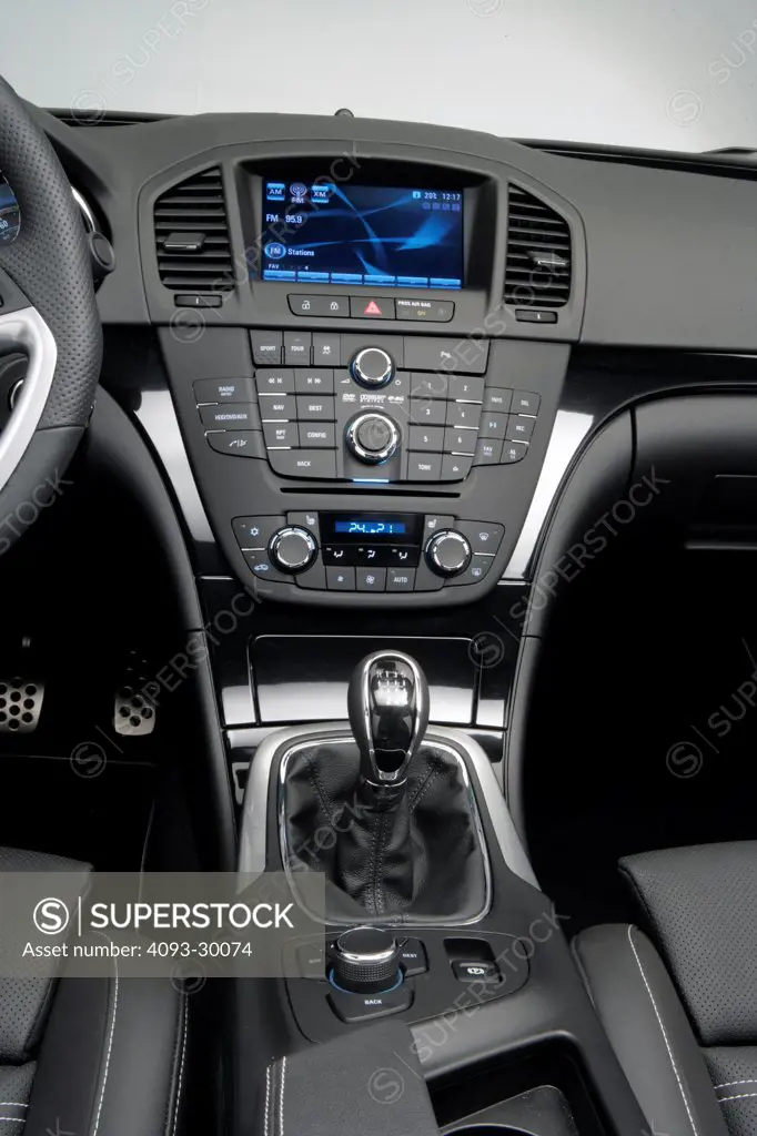 2011 Buick Regal GS Concept showing the center console, GPS navigation system and gear shift lever