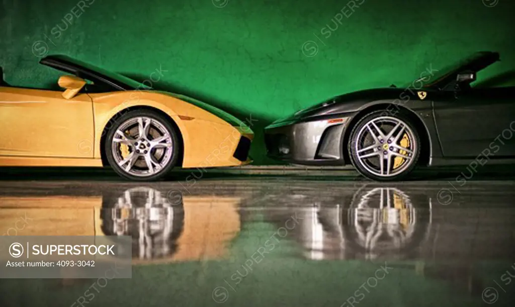 2009 Lamborghini Gallardo Spyder and Ferrari F430 Spyder face off, side view