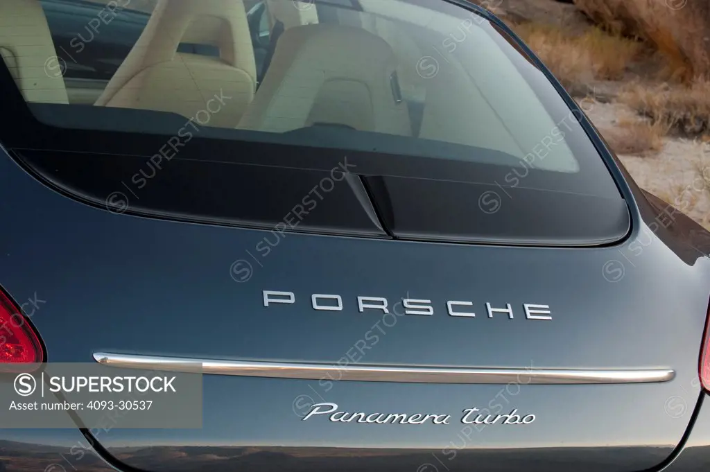 2010 Porsche Panamera Turbo. Showing the rear window and badges