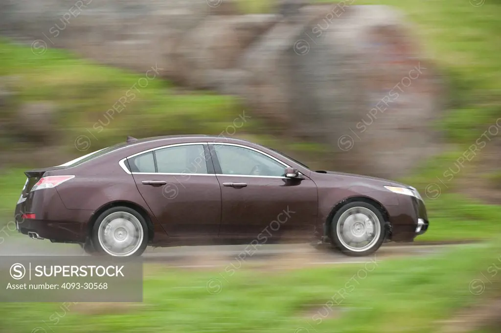 2011 Red Acura TL SH-AWD, panning profile action view