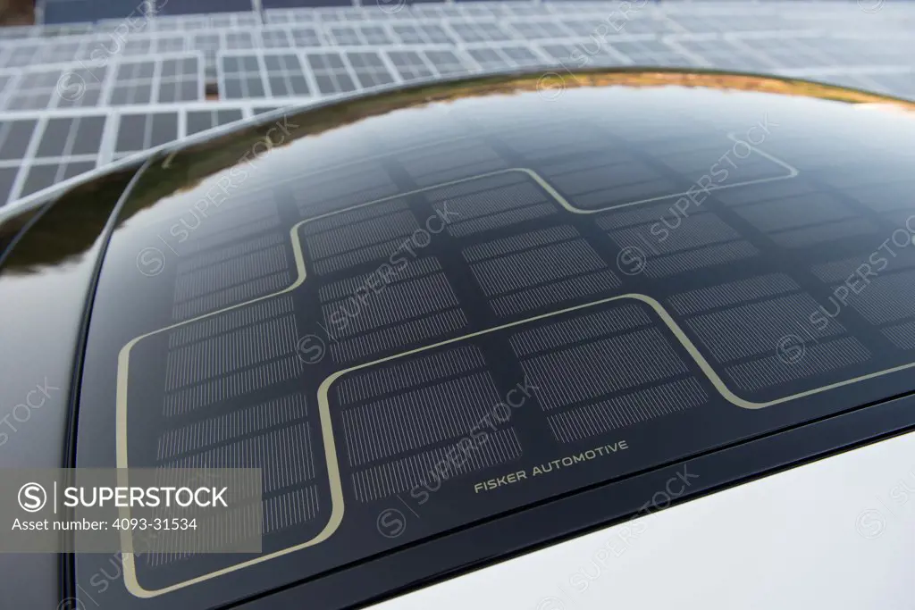 Detail image of the solar panel roof of the 2012 Fisker Karma