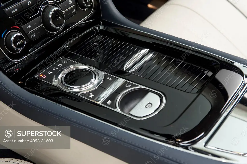 Detail of the shift buttons of a 2012 Jaguar XJL