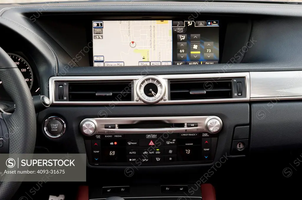 Interior Detail of a the Nav screen and stereo of a 2012 Lexus GS 350 F Sport