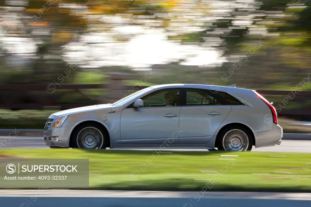 2010 Cadillac CTS-V Sport on road, side view