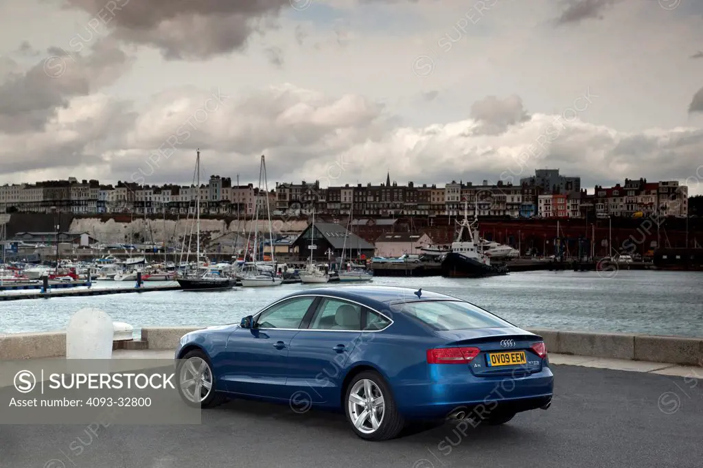 2009 Audi A5 Sportback parked at docks, rear 3/4