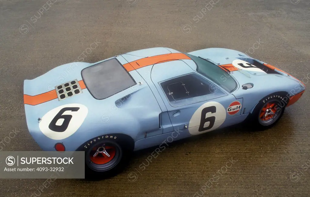 1969 Ford GT40 MK 1 parked on tarmac, elevated view