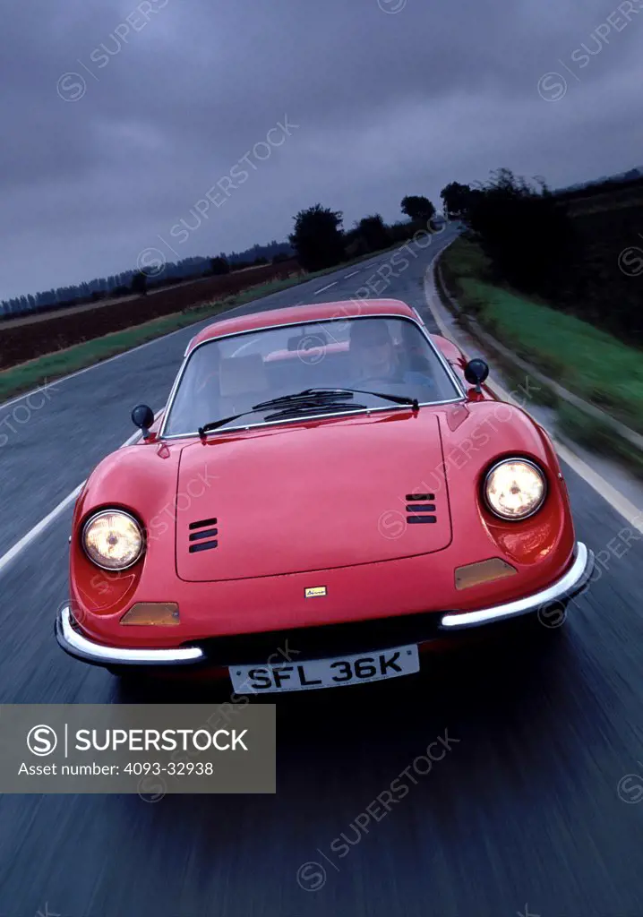 1972 Ferrari Dino on country road, front view