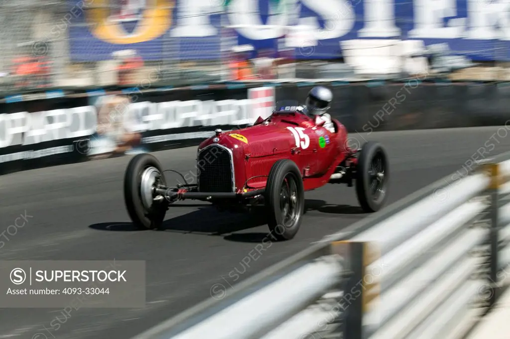 1930's Alfa Romeo GP on race track, front 3/4