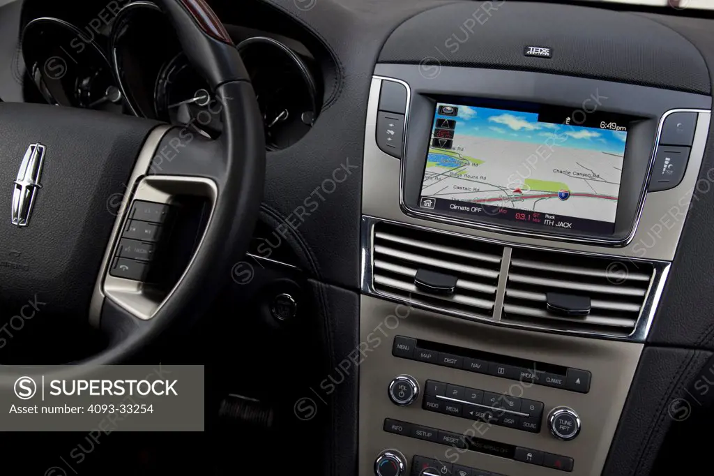 2011 Lincoln MXT interior view showing the GPS Navigation System and center console
