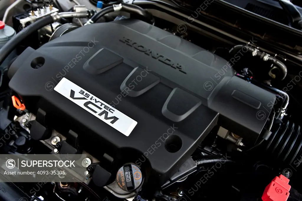 2010 Honda Crosstour showing the 3.5 liter i-VTEC VCM V6 engine.